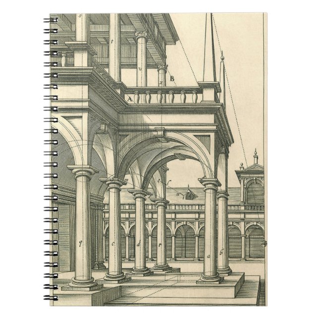 Vintage Architecture, Roman Courtyard med kolumner Anteckningsbok (Framsidan)
