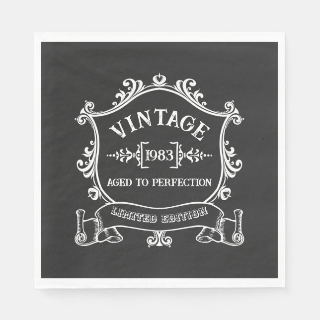 Vintage Årets Åldras till Perfektion Anpassningsba Pappersservett (Framsidan)