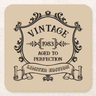 Vintage Årets Åldras till Perfektion Anpassningsba Underlägg Papper Kvadrat