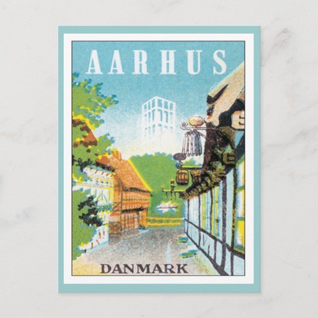 Vintage Århus Danmark Vykort (Framsida)