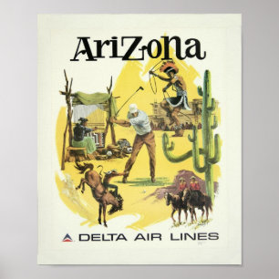 Vintage Arizona Airplan Travel Poster