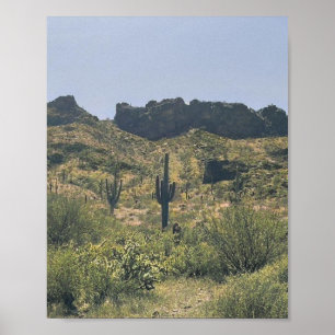 Vintage Arizona Desert Ligcape Saguaro Cactus Poster