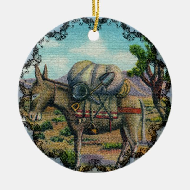 Vintage Arizona Desert och Donkey Ornament (Framsidan)