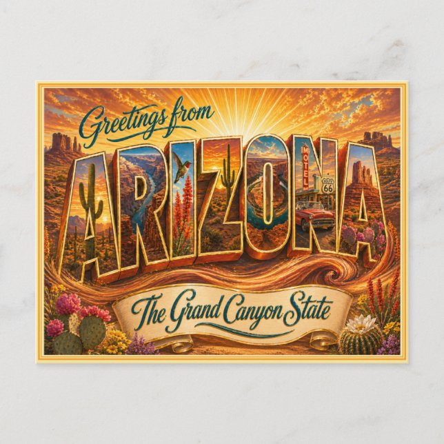 Vintage Arizona Hälsning Från vykort (Framsida)