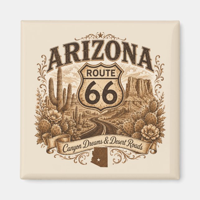 Vintage Arizona Highway Kylskåpssouvenir Magnet (Framsidan)
