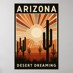 Vintage Arizona-öken Drömmande Affisch