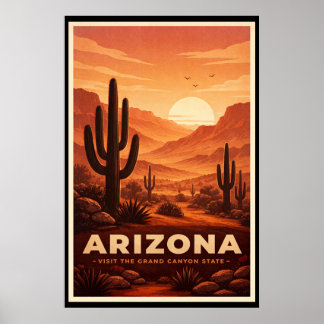 Vintage Arizona-öken reseposter Poster