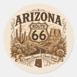 Vintage Arizona Route 66 Highway Dekorativt Sigill Runt Klistermärke