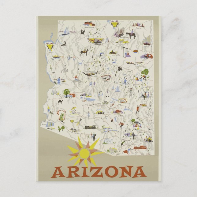Vintage Arizona Travel Poster Vykort (Framsida)