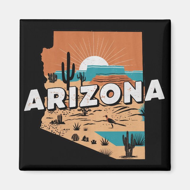 Vintage Arizona USA Karta Magnet (Framsidan)