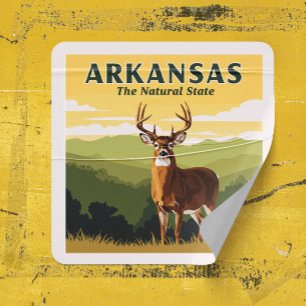 Vintage Arkansas Fyrkantigt Klistermärke