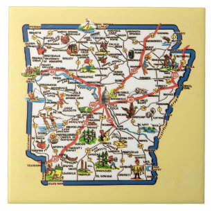 Vintage Arkansas kart keramisk kakel
