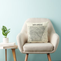 Vintage Arkansas Karta Pillow