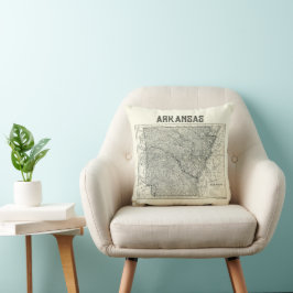 Vintage Arkansas Karta Pillow Kudde