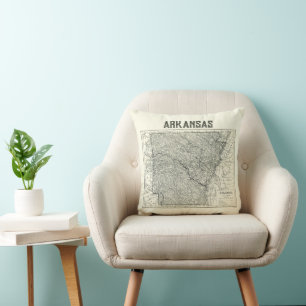 Vintage Arkansas Karta Pillow Kudde