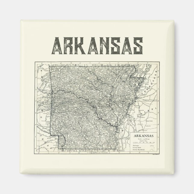 Vintage Arkansas Kartkudde Magnet (Framsidan)