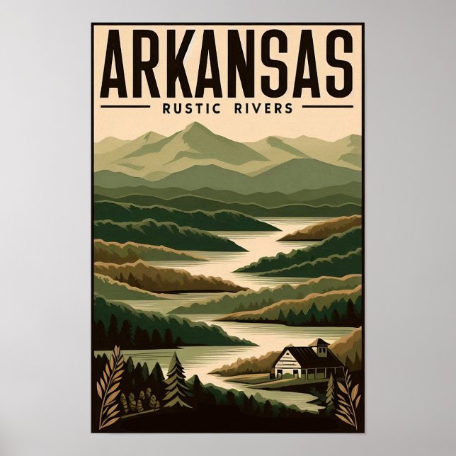 Vintage Arkansas Rustic Rivers Poster (Framsidan)