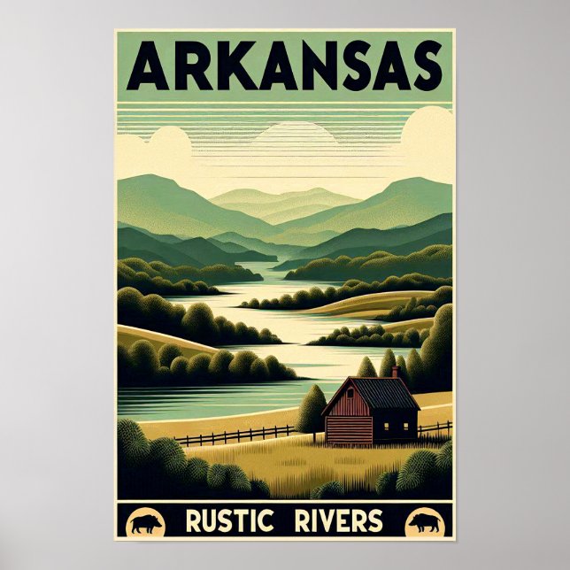 Vintage Arkansas Rustic Rivers Poster (Framsidan)