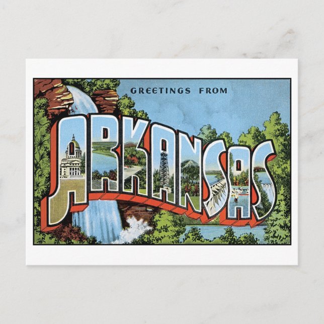 Vintage Arkansas vykort (Framsida)