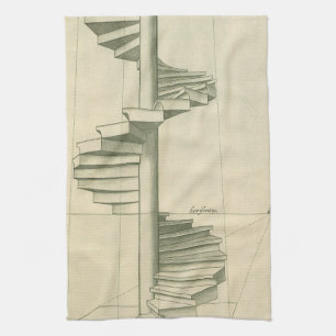 Vintage arkitektoniska trappor, spiraltrappa kökshandduk