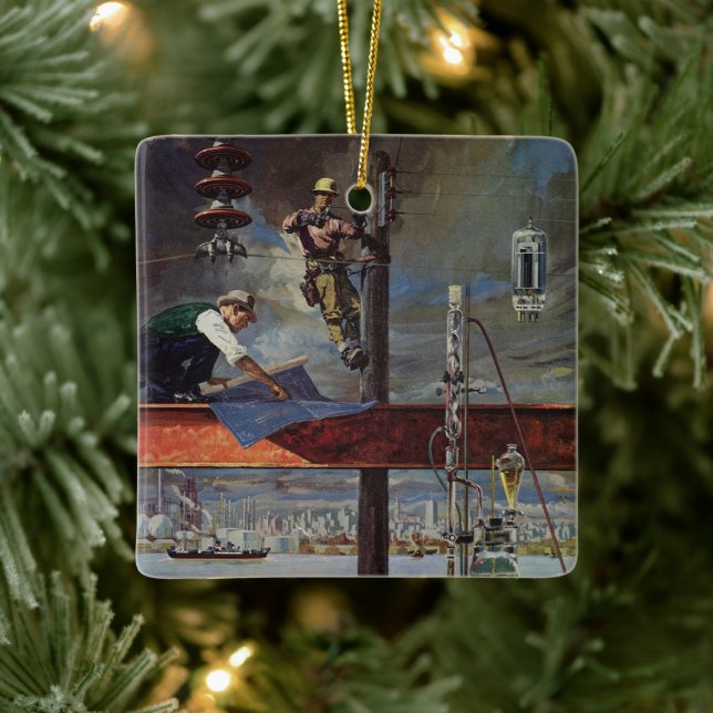 Vintage, arkitektur och konstruktion julgransprydnad keramik (Träd)