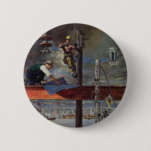 Vintage, arkitektur och konstruktion knapp (Framsida)