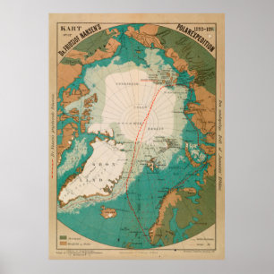 Vintage Arktis och Nordpolprospektering i Karta (1 Poster