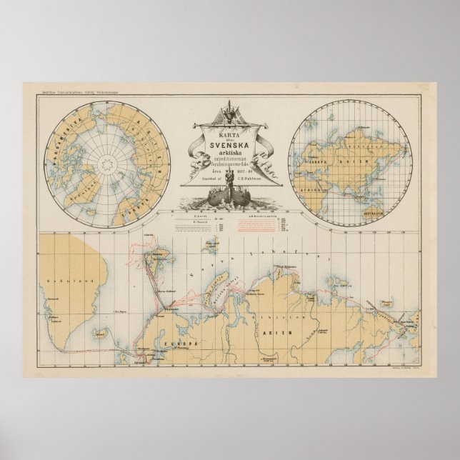 Vintage Arktis och Nordpolsprospektering Karta 188 Poster (Framsidan)