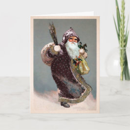 Vintage Armed Santa Helgdag Card Helgkort