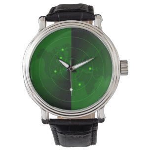 vintage-arméns radarsystem för världskartläggning armbandsur