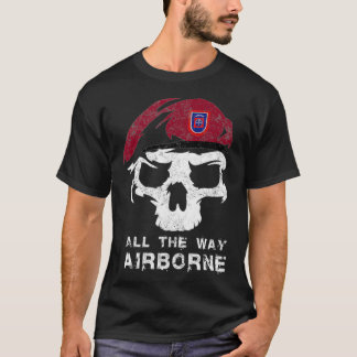 Vintage Army 82:a Airborne all Way Skull Maroo T Shirt