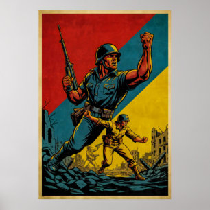 Vintage Army Illustration - Strong and United Poster