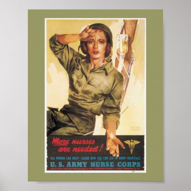 Vintage Army Nurse WW2 Poster (Framsidan)