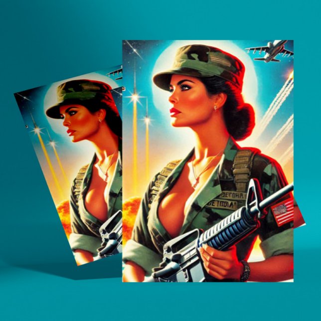 Vintage Army Woman Vykort (Skapare uppladdad)