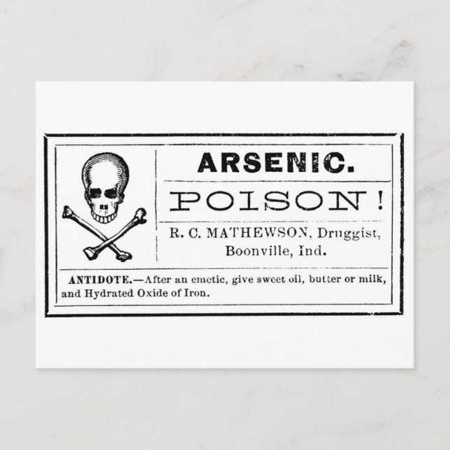 Vintage Arsenik Poison Label Vykort (Framsida)