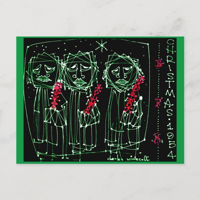 VINTAGE ART 1954 Christmas Postcard Vykort (Framsida)