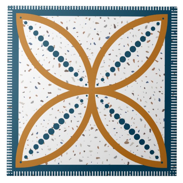 Vintage Art Abstrakt Mönster Kakelplatta (Framsidan)