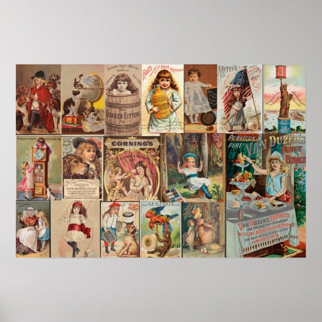 Vintage Art Annons Collage I Poster (Framsidan)