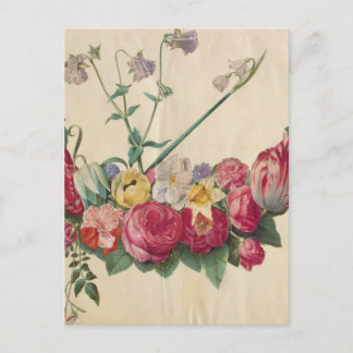 Vintage Art Blommigt Utandning Vykort