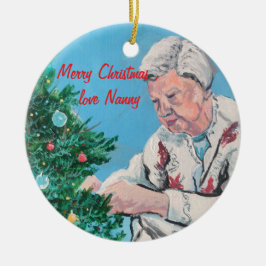 VINTAGE Art Blues/Grönt vattencolor NAN Julgransprydnad Keramik