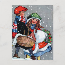 Vintage Art boy_n_girl_christmas Helg Vykort