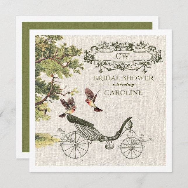 Vintage Art Burlap Struktur Möhippa  Inbjudningar (Fram/baksida)