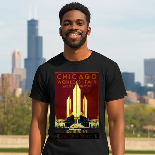 Vintage Art Deco 1933 Chicago World's Fair Expo T Shirt