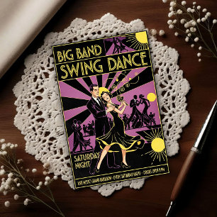 Vintage Art Deco 1940-tals swingdans Vykort