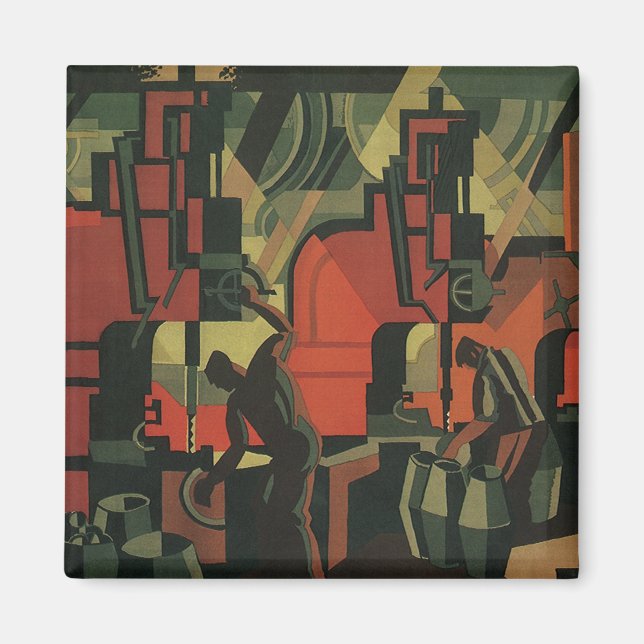 Vintage Art Deco affärsindustriell tillverkning Magnet (Framsidan)