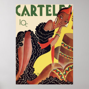 Vintage Art Deco Affischer Kvinna Plakat – 1920-ta