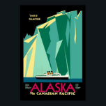 Vintage Art Deco Alaska Turism Poster<br><div class="desc">Detta är ett digitalt utökat tryck av en vintage Art Deco "Alaska via Canadian Pacific. Taku Glacier" reseturografi. Du kan anpassa bakgrunden till färg.</div>