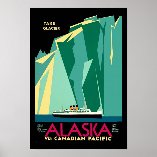 Vintage Art Deco Alaska Turism Poster (Framsidan)