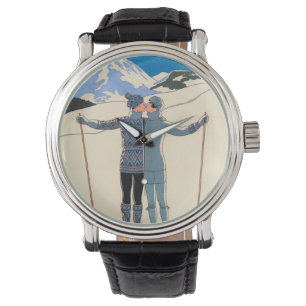 Vintage Art Deco, Älskande i snö av George Barbier Armbandsur