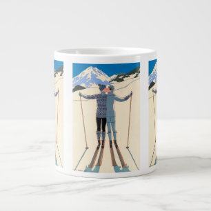 Vintage Art Deco, Älskande i snö av George Barbier Jumbo Mugg